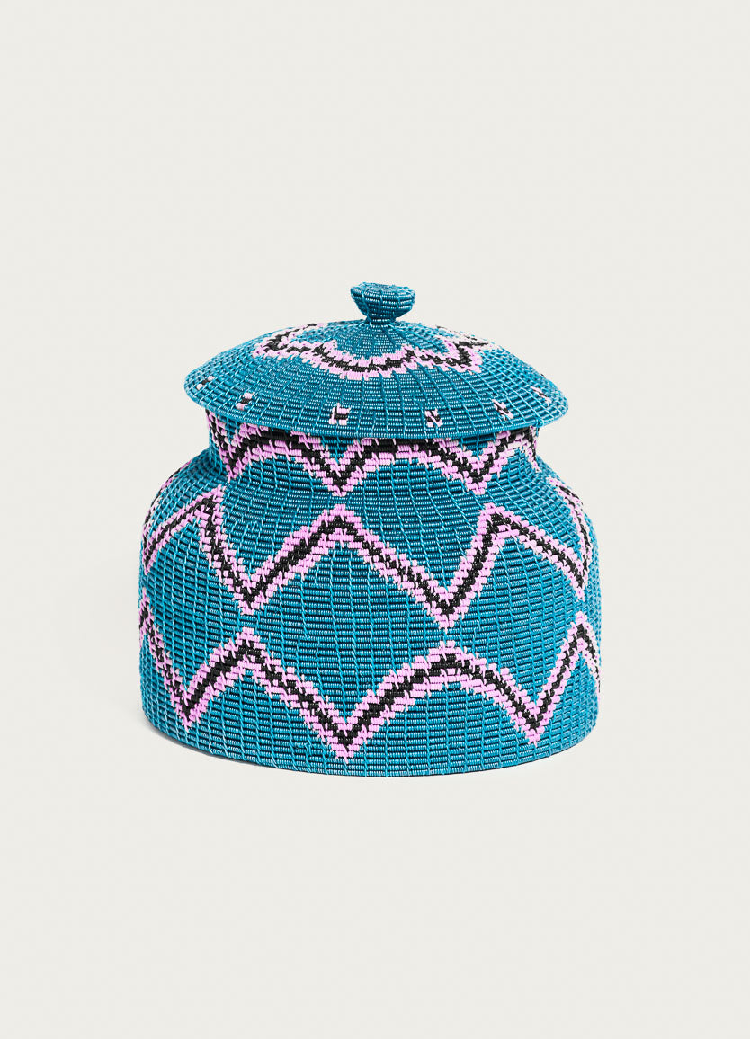 Hardwire Pot Turquoise with Pink