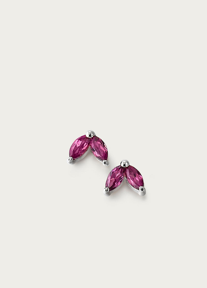 ORA AVA MIDNIGHT STUDS RHODOLITE 4X2MM