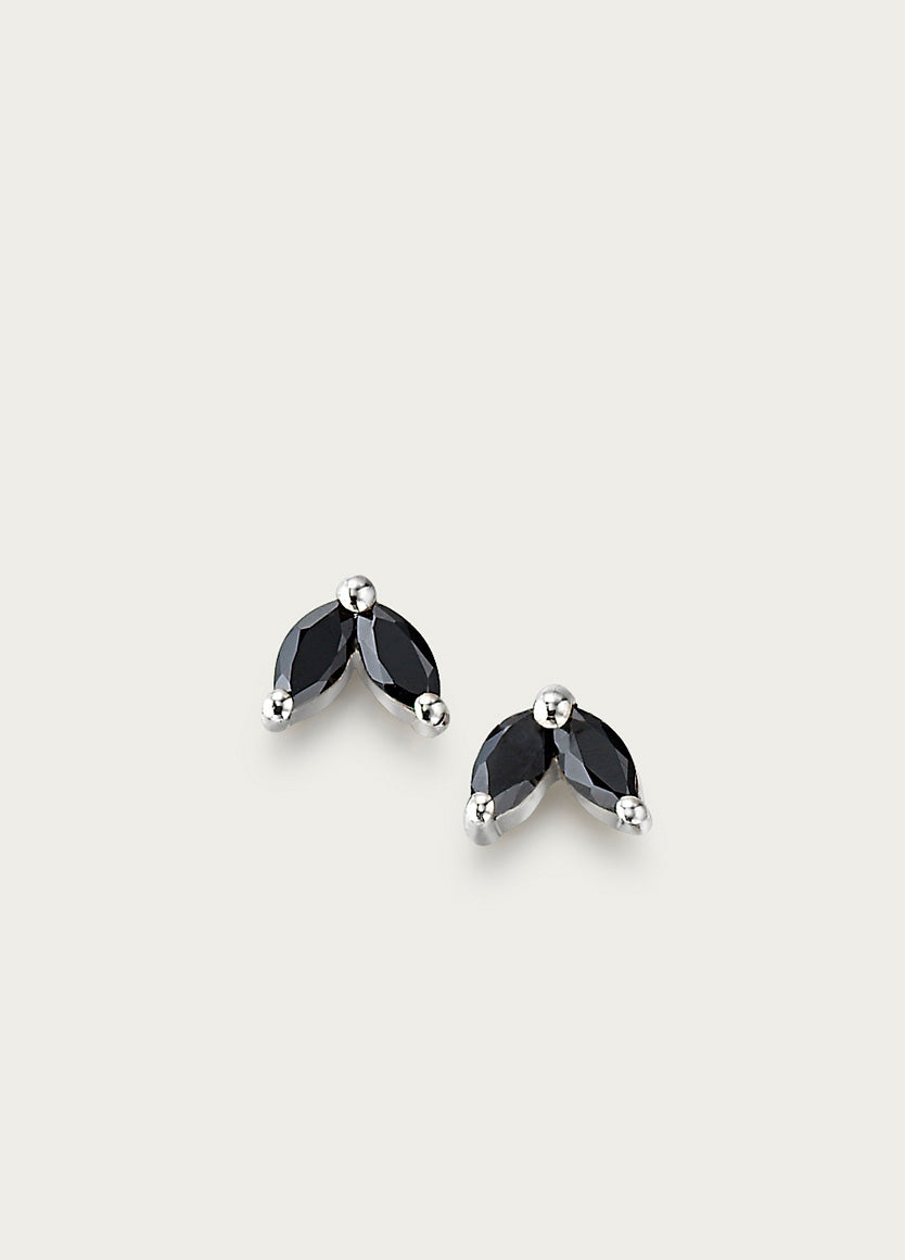 ORA AVA MIDNIGHT STUDS BLK SPINEL 4X2MM