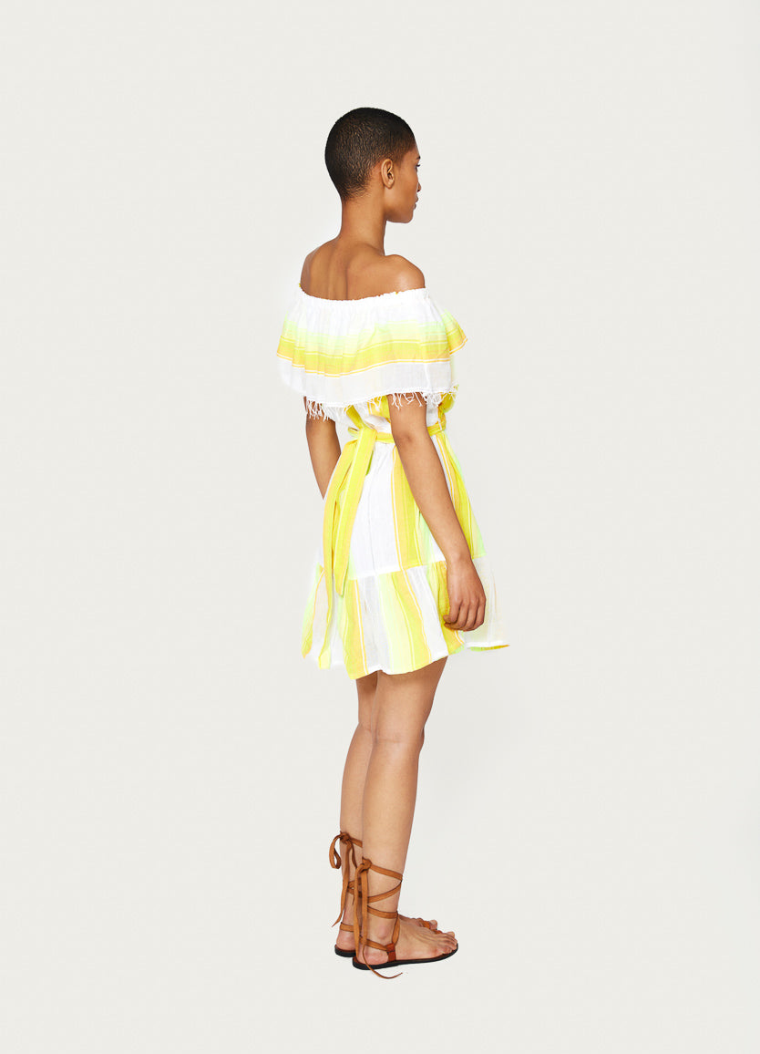 Mazaa Short Ruffle Dress Yellow