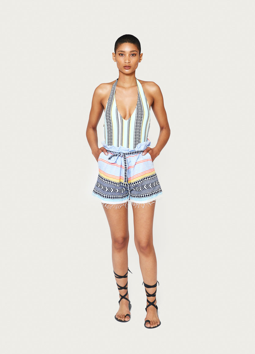 Neela Tie Belt Shorts Lightblue