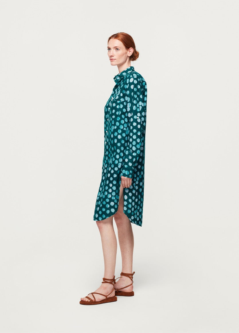 SHIRT DRESS POLKA DOT GREEN