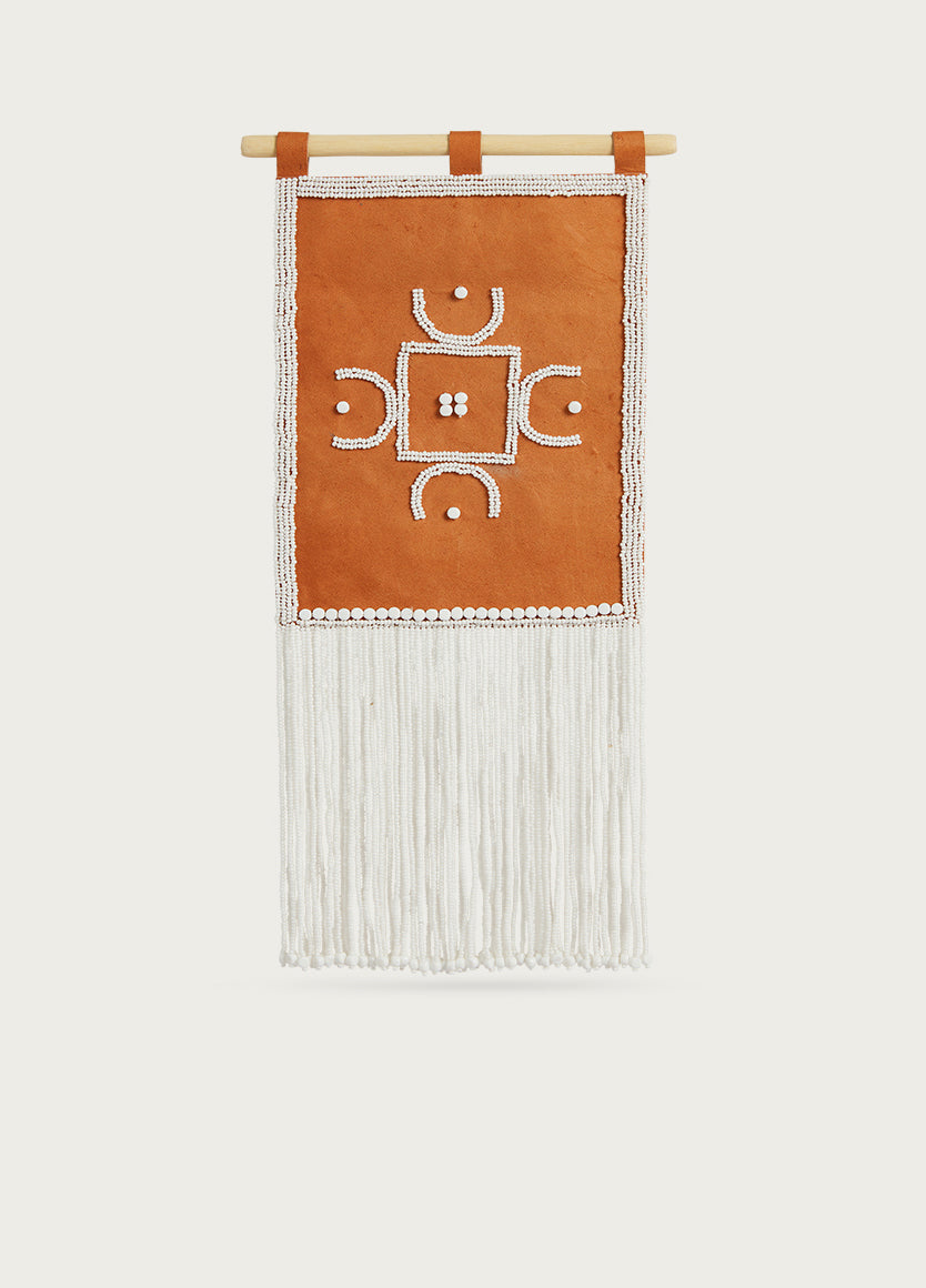 Tapestry Small Cameroon Leather Wall Hanging White