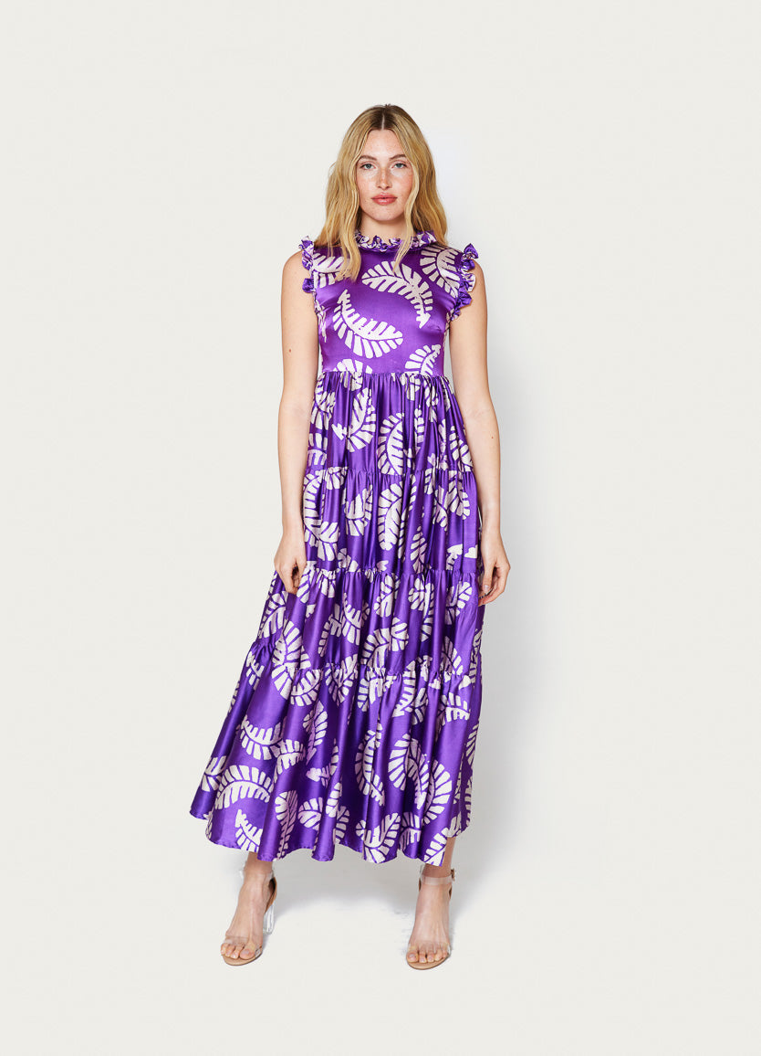 DRESS MAXI LEAF PURPLE