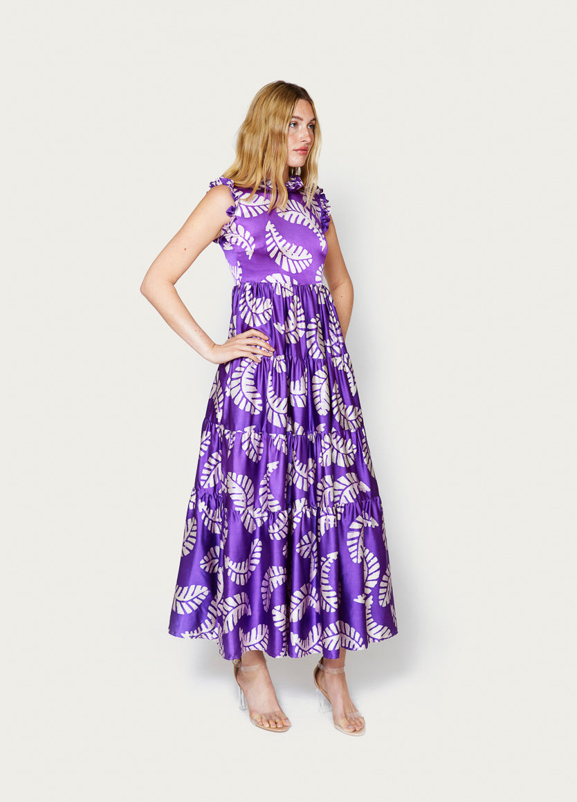 DRESS MAXI LEAF PURPLE