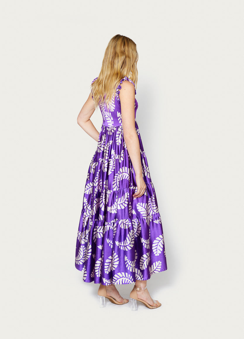 DRESS MAXI LEAF PURPLE